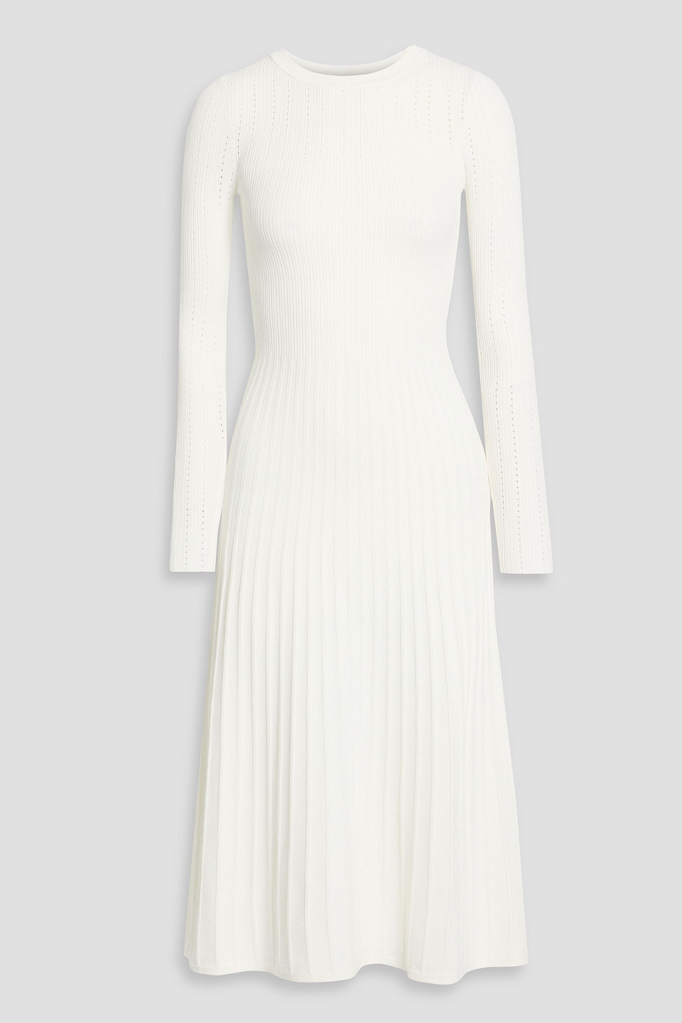 Veronica Beard Nami Pointelle And Ribbed-knit Midi Dress In White
