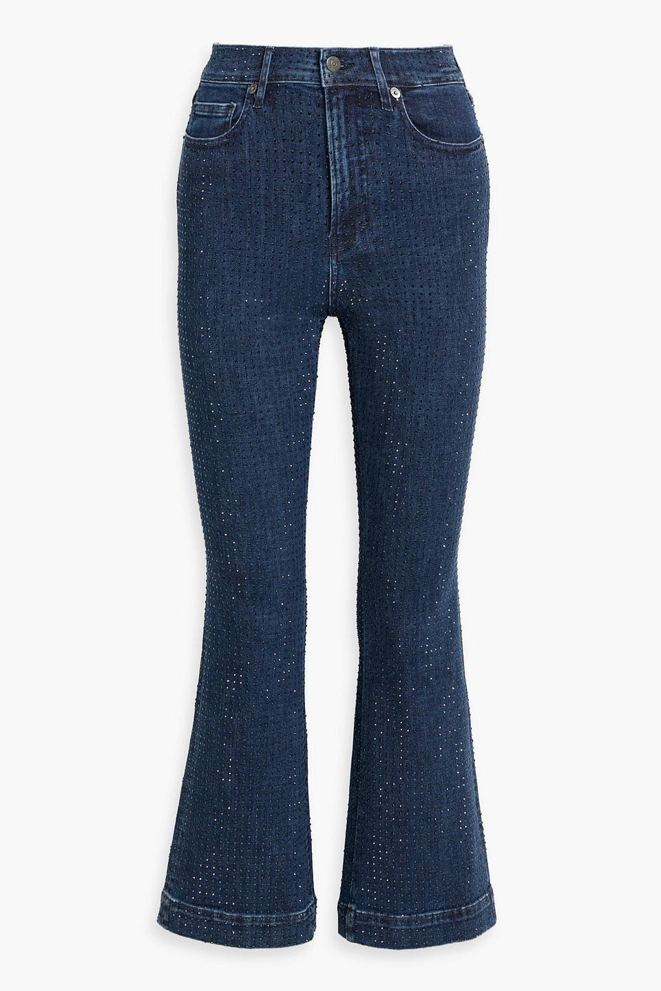 Veronica Beard Carson Crystal-embellished High-rise Flared Jeans In Blue