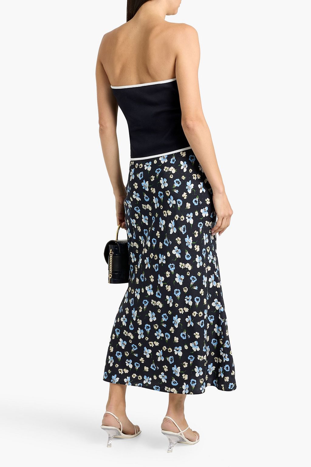 VERONICA BEARD Valley strapless embellished ribbed Pima cotton-blend top