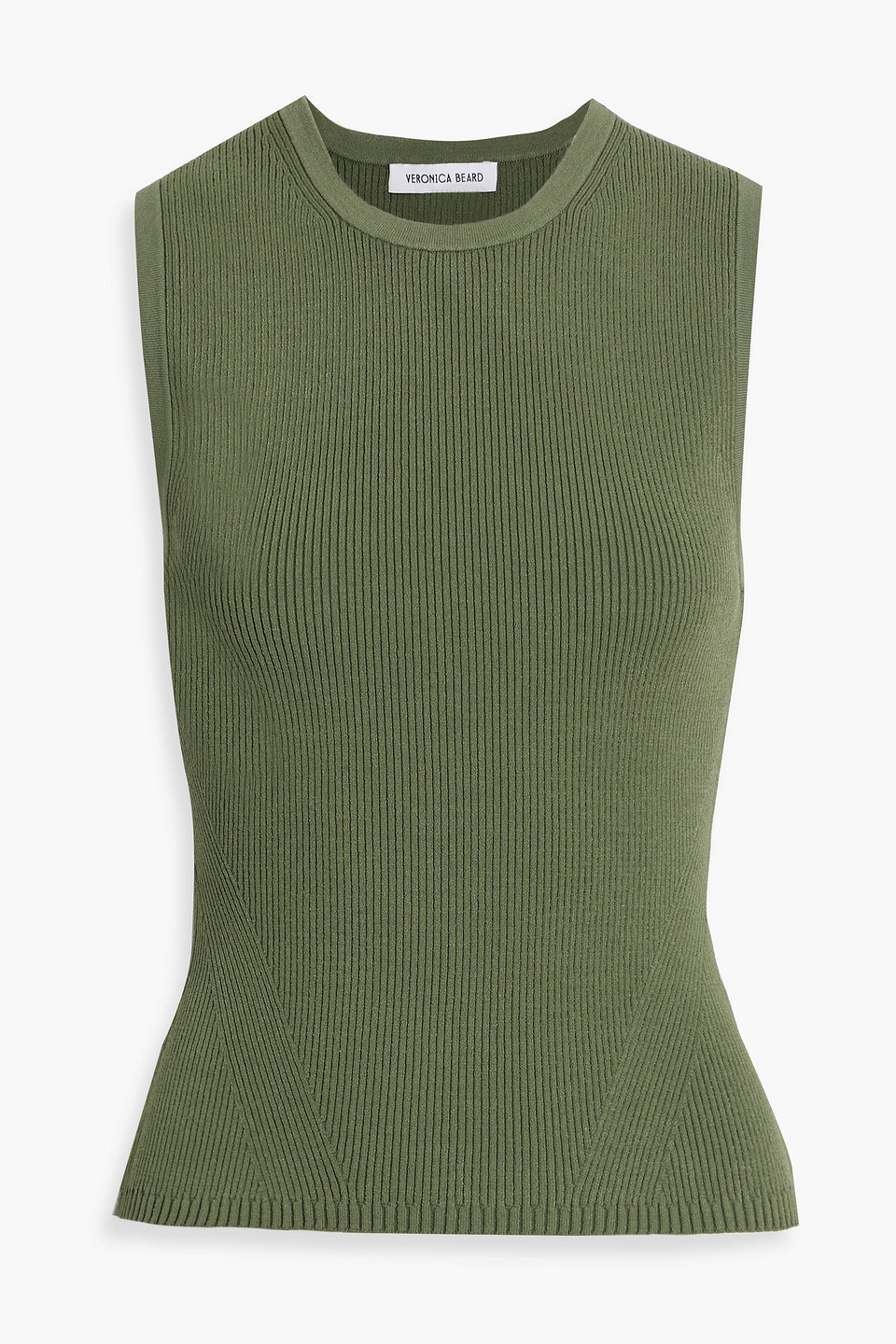 Veronica Beard Sid Ribbed-knit Top In Green