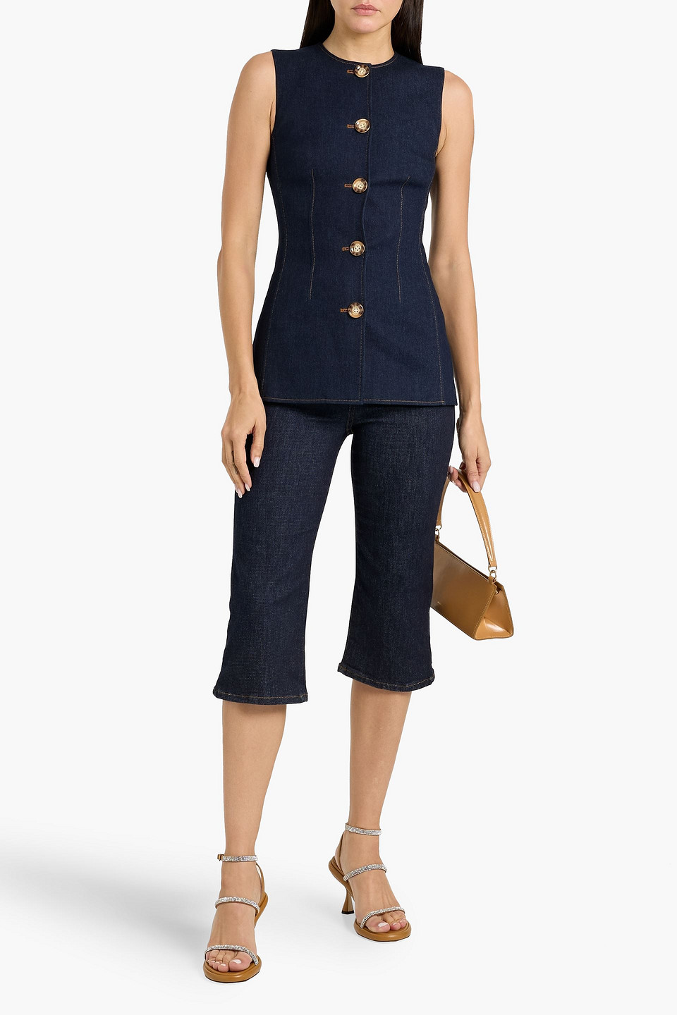 Veronica Beard Jessup Tailored Vest In Denim In Blue