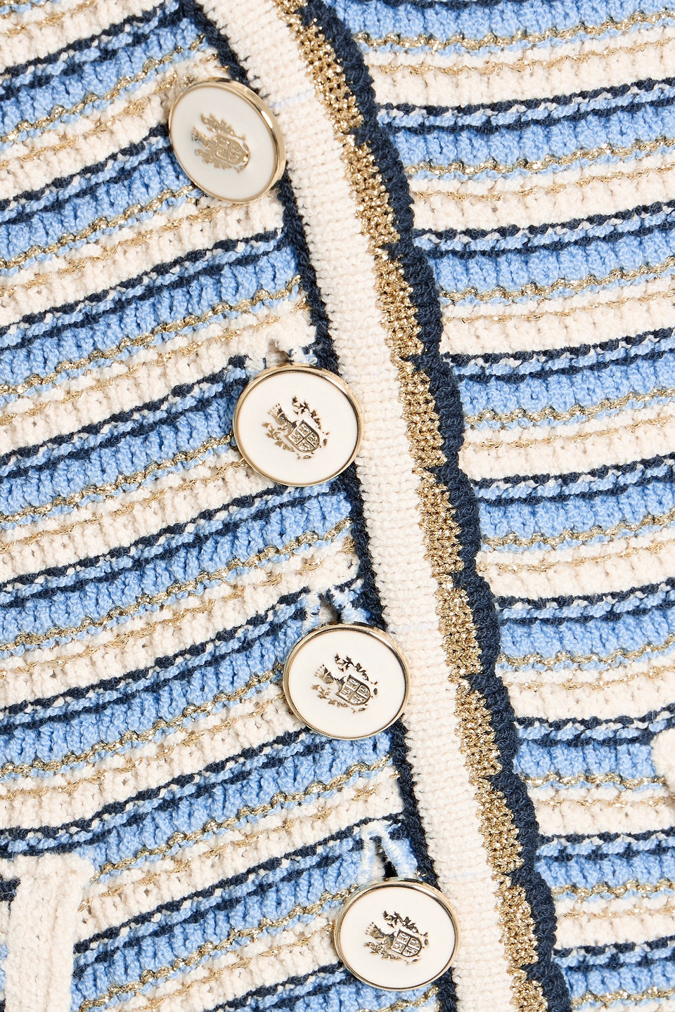 Veronica Beard Ceriani Metallic Striped Cotton-blend Jacket In Blue