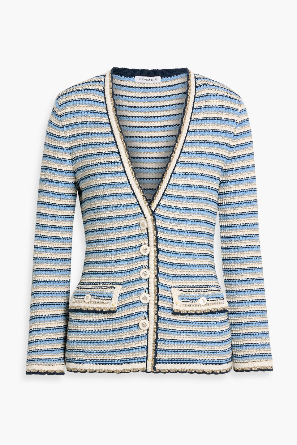 Veronica Beard Ceriani Metallic Striped Cotton-blend Jacket In Blue