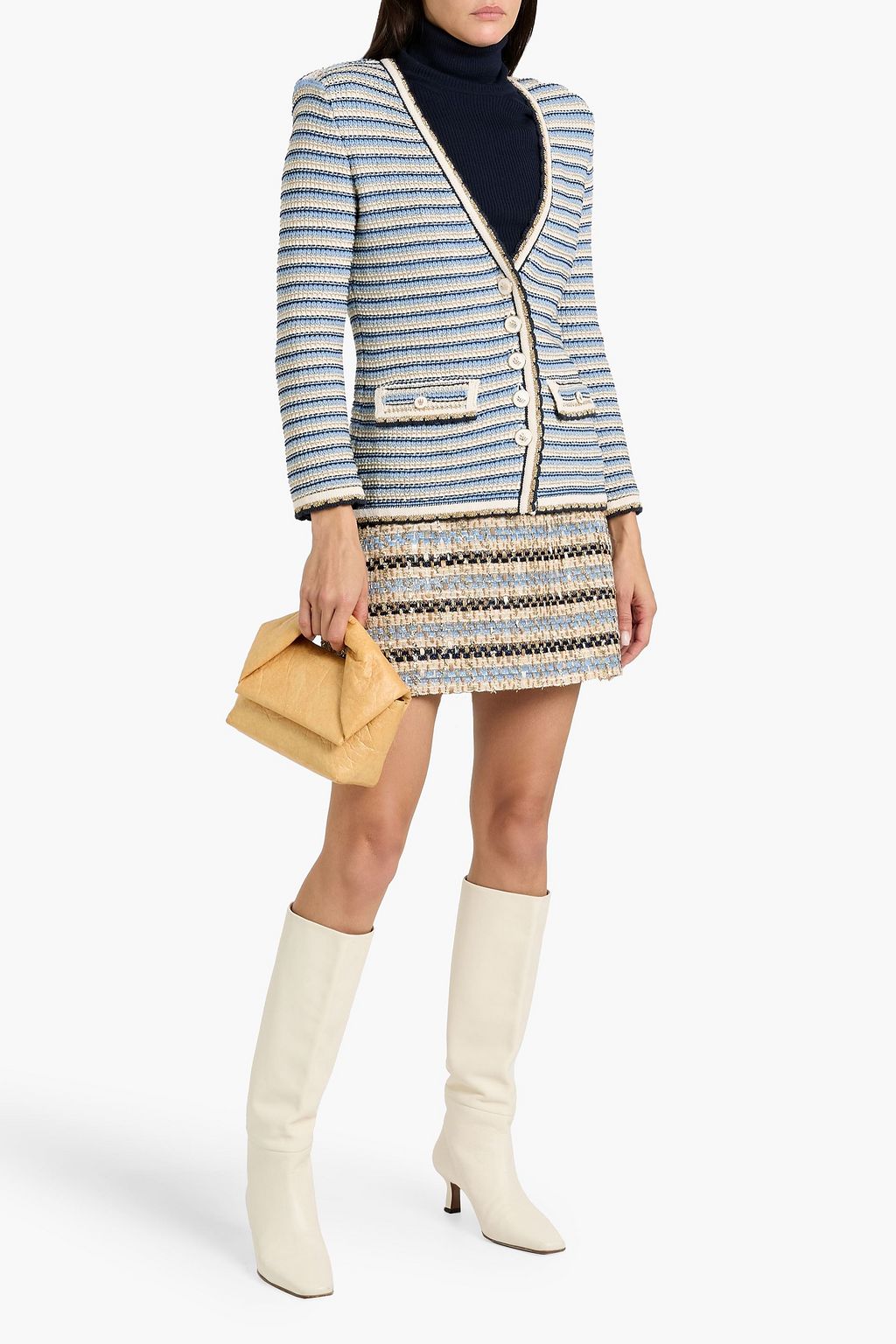 VERONICA BEARD Metallic striped cotton-blend jacket