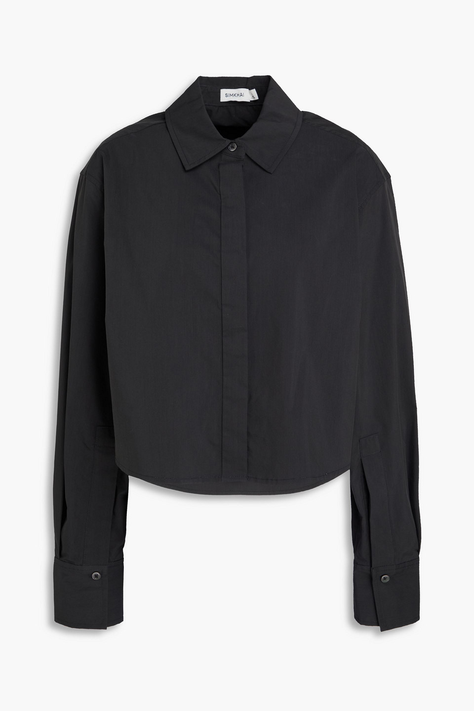 Simkhai Renata Cotton-blend Poplin Shirt In Black