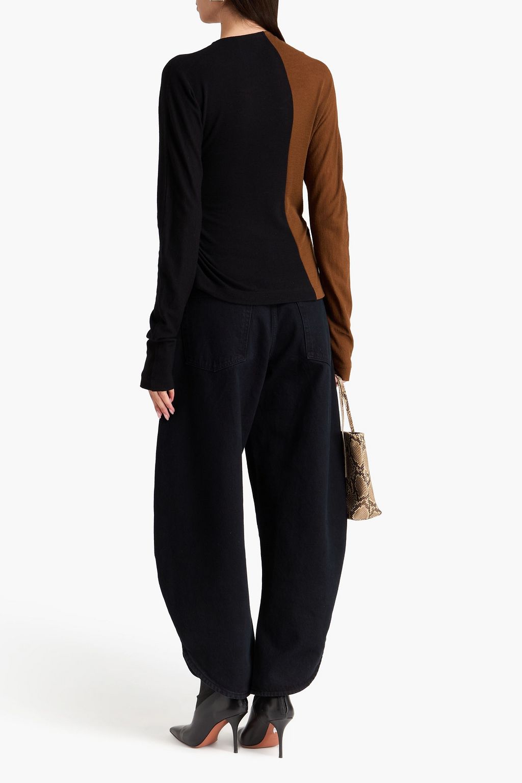 REJINA PYO 매듭 디테일 투톤 울 스웨터