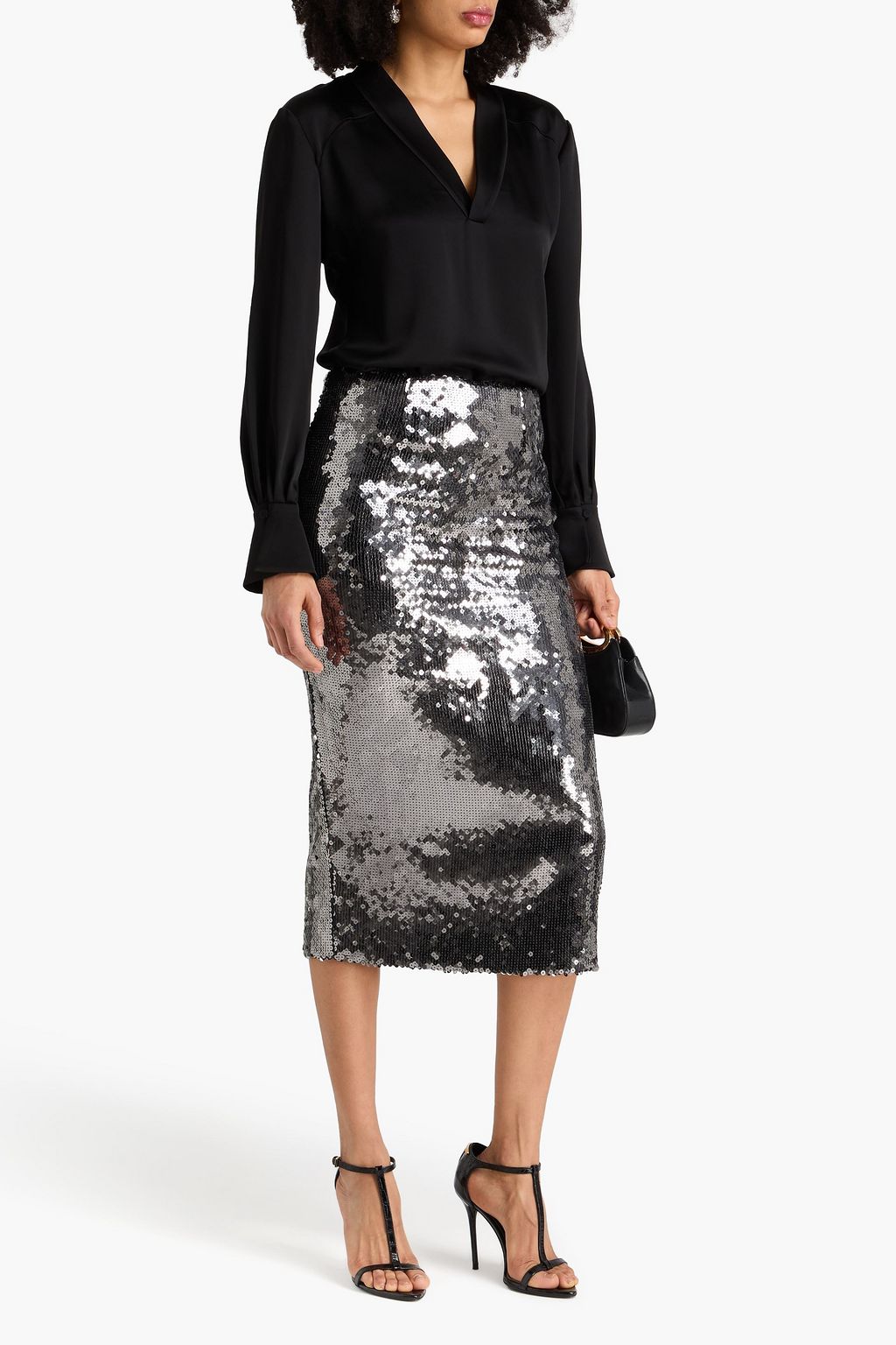 SIMKHAI サテンクレープ ブラウス