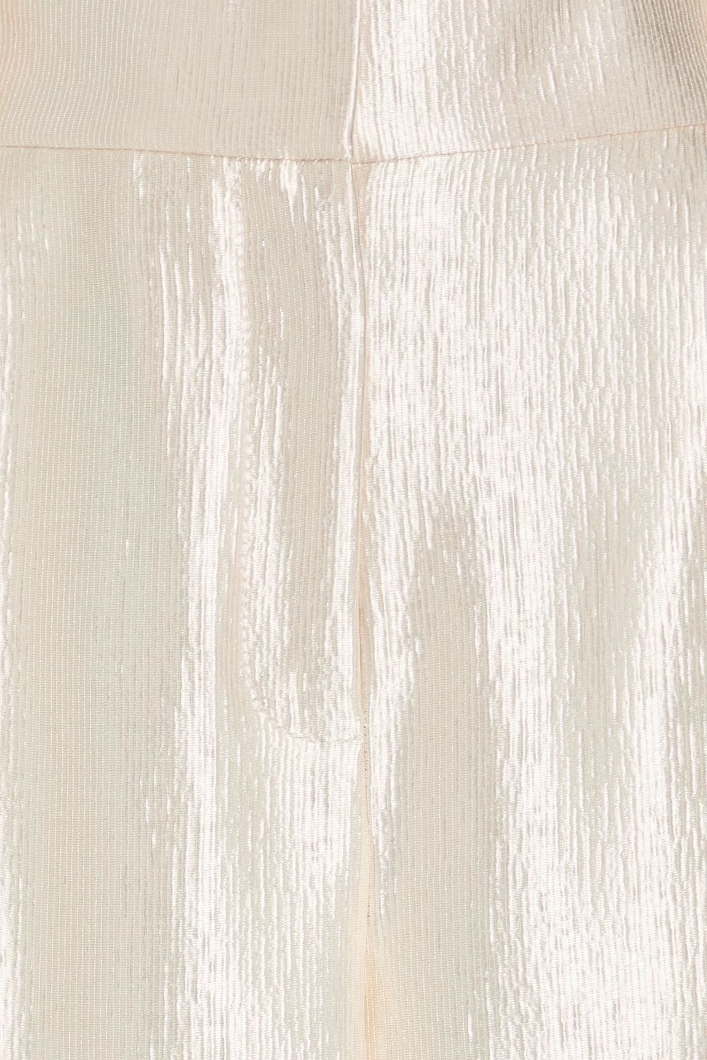 SIMKHAI 플리츠 디테일 메탈릭 새틴 와이드 레그 팬츠