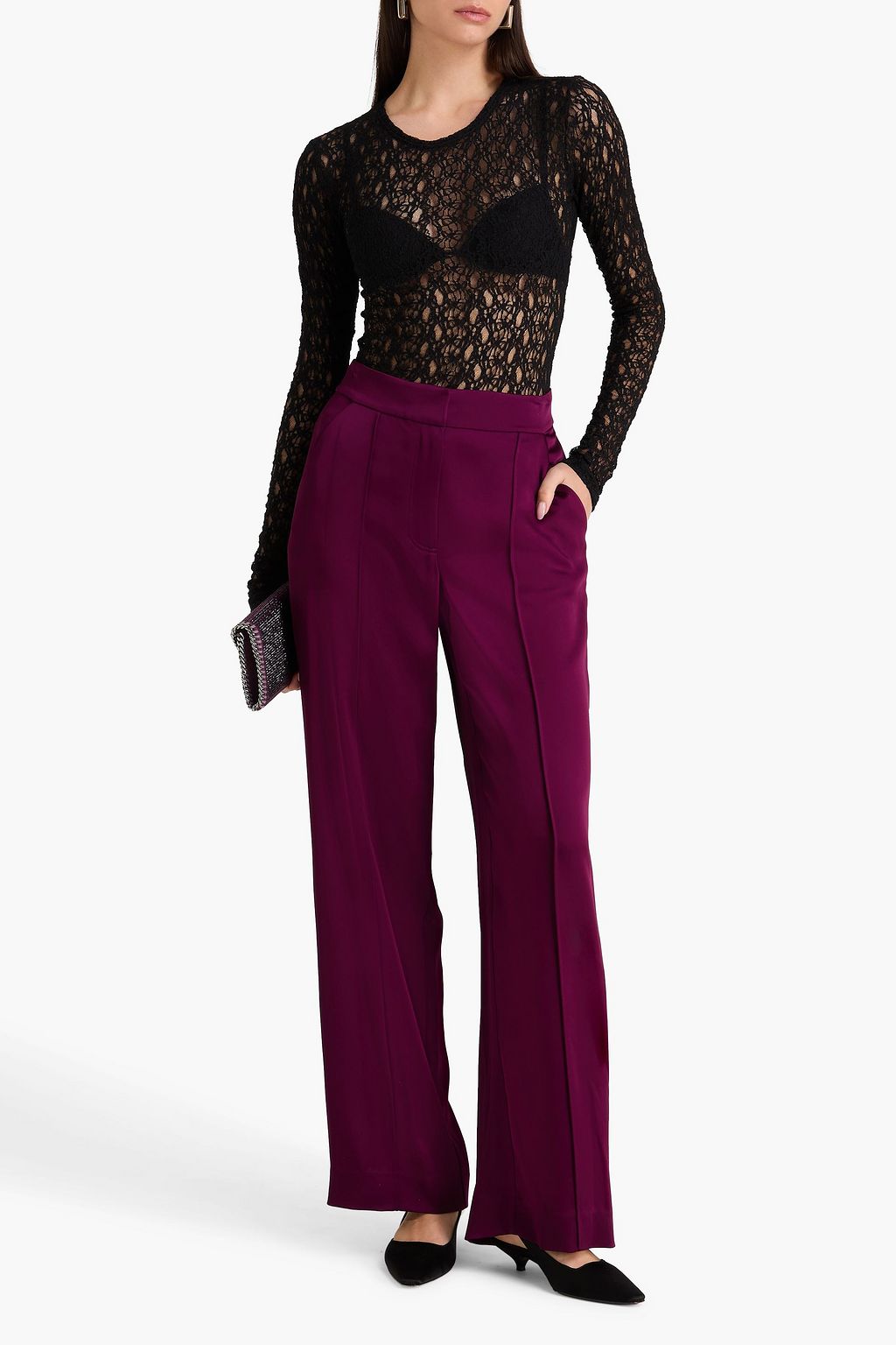 SIMKHAI Kyra satin wide-leg pants