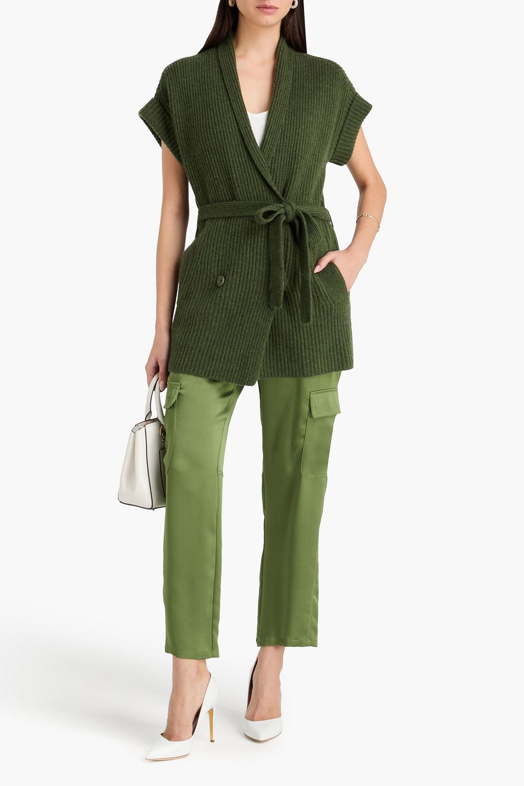 SIMKHAI リブ編みカシミヤ カーディガン