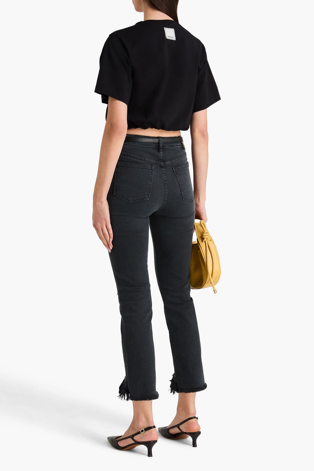 SIMKHAI River distressed high-rise straight-leg jeans