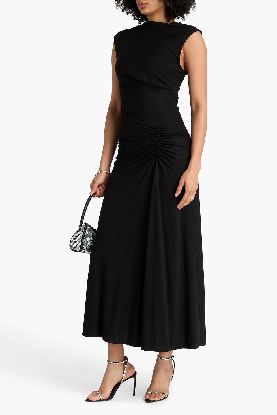 Simkhai Ruched Jersey Maxi Dress In Black