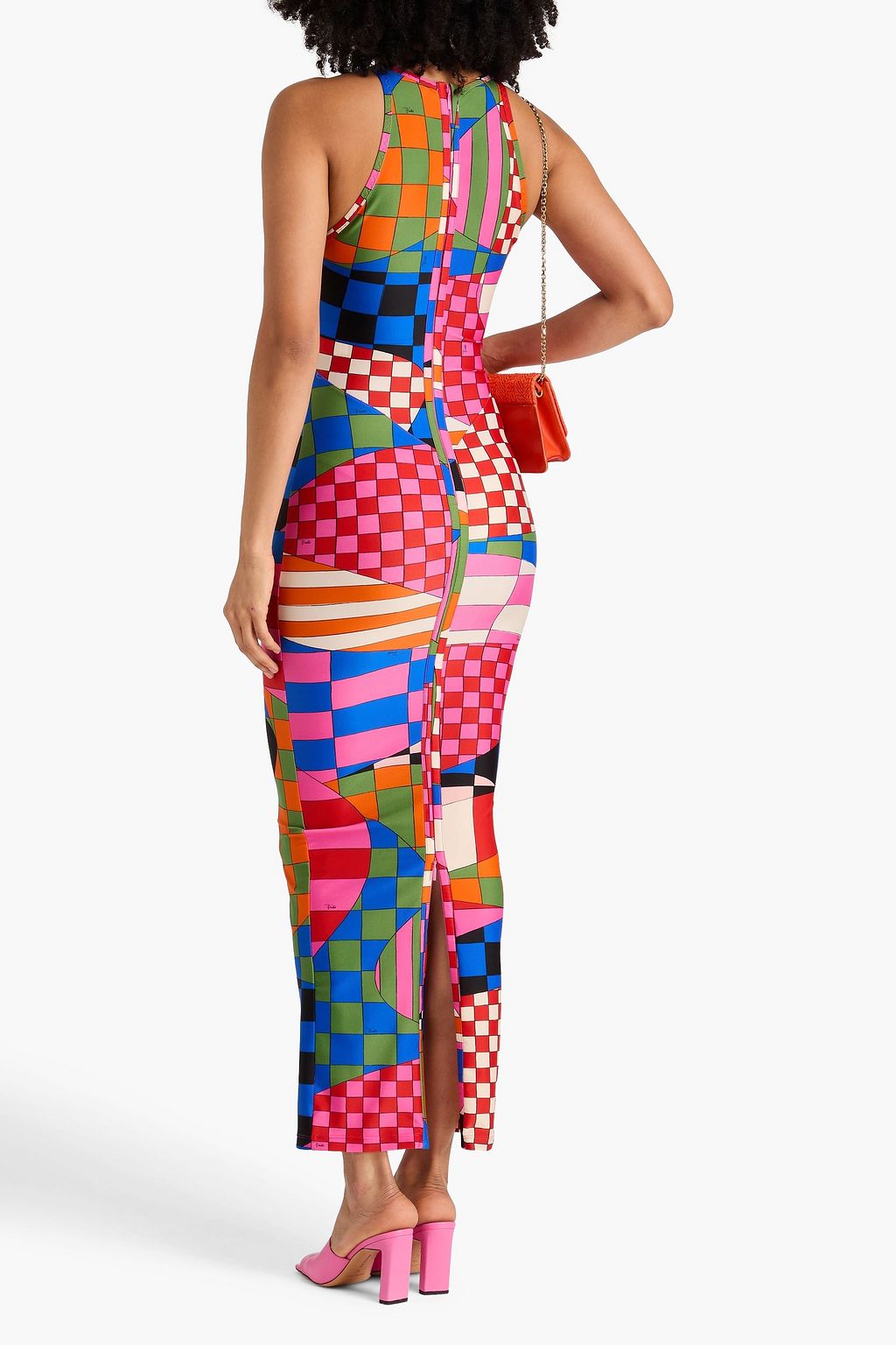 PUCCI فستان طويل من الجيرسي المطاط مزين بطبعات