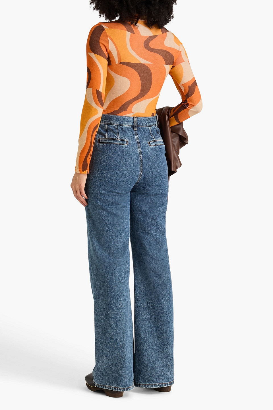  Rejina Pyo - Rollkragenoberteil Aus Lyocell Mit Print - Orange - Xs 