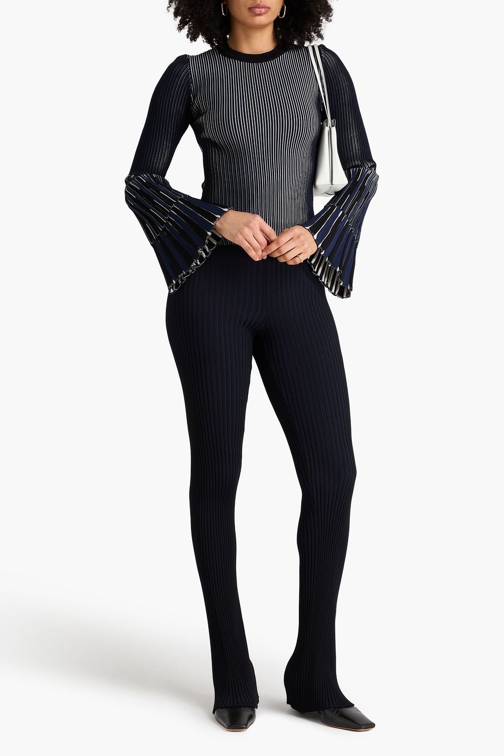 SIMKHAI 스트라이프 리브 니트 탑