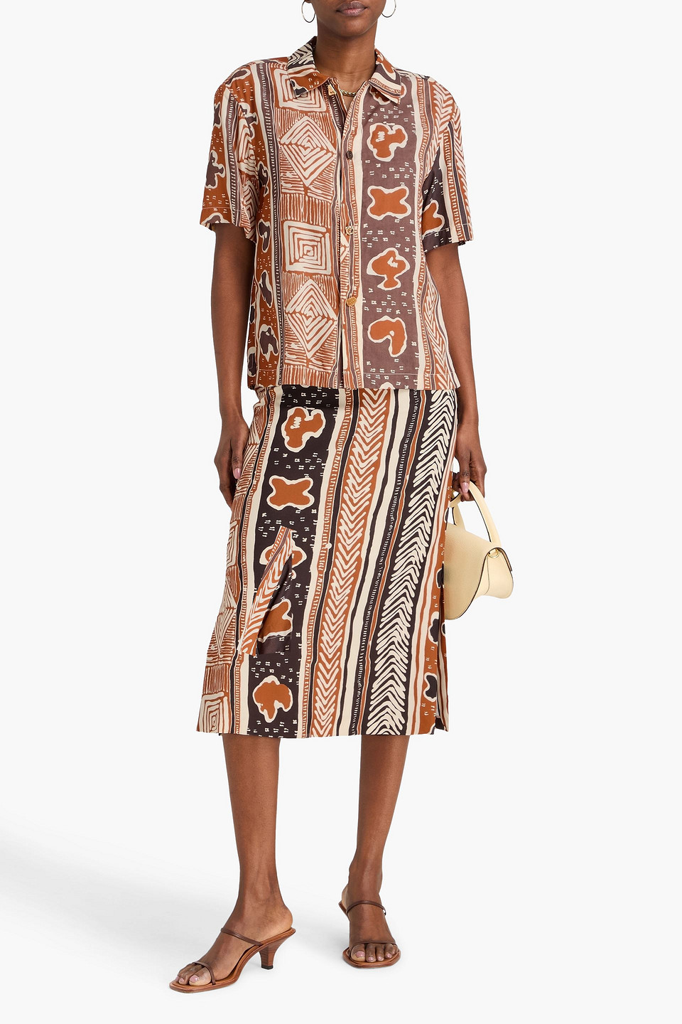 Rejina Pyo - Hemd „marty“ Aus Tencel™ Mit Print - Braun - S 