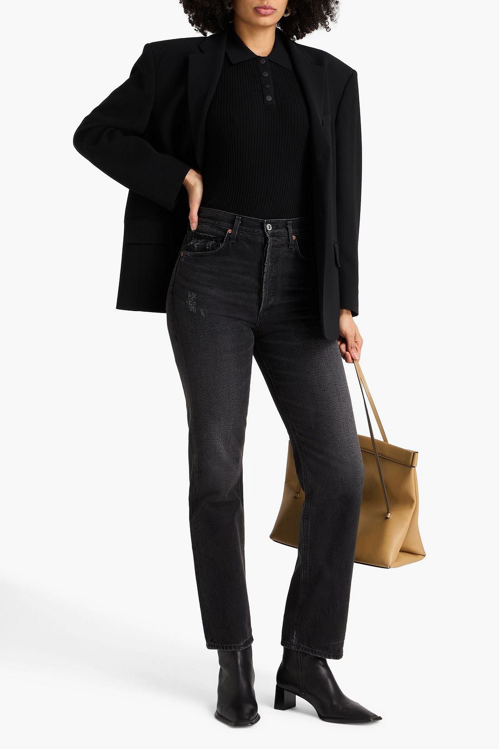 CITIZENS OF HUMANITY Distressed high-rise wide-leg jeans