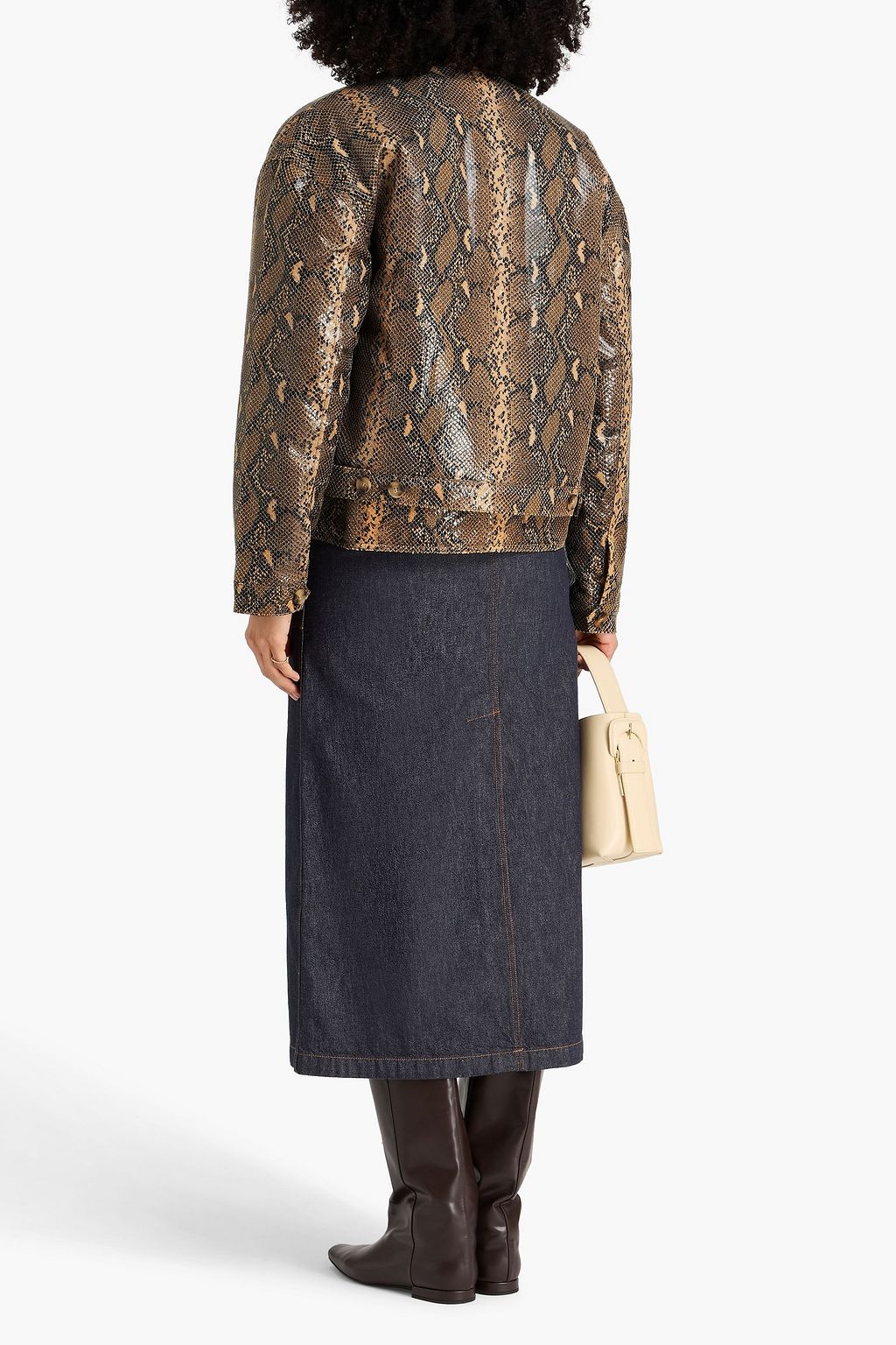 REJINA PYO Wells snake-effect bomber jacket