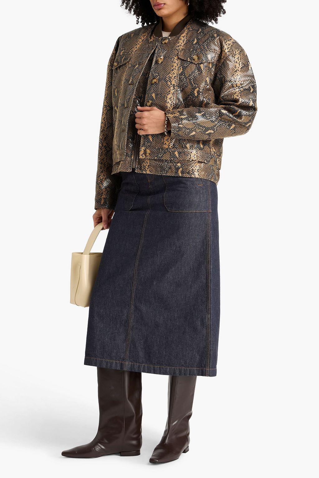 REJINA PYO Wells snake-effect bomber jacket