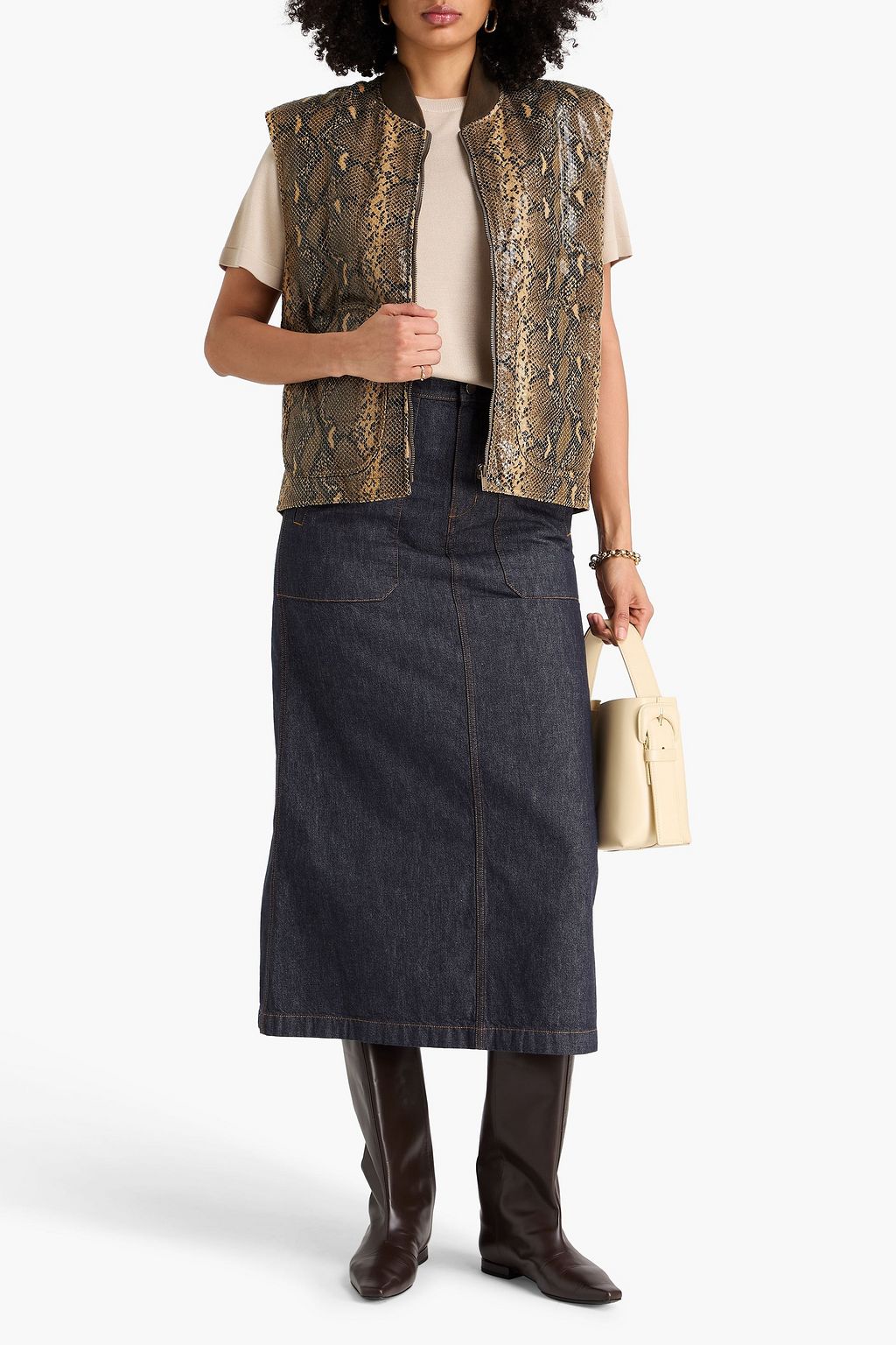 REJINA PYO Wells snake-effect bomber jacket