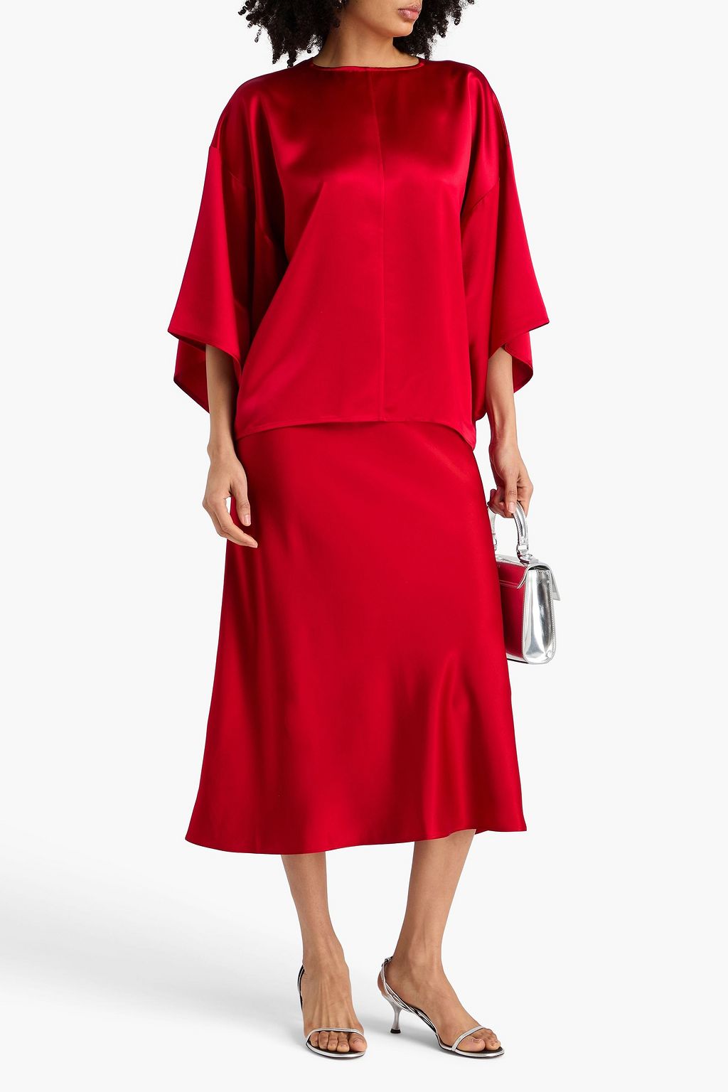 BY MALENE BIRGER تنورة متوسطة الطول "بوشان" من الساتان