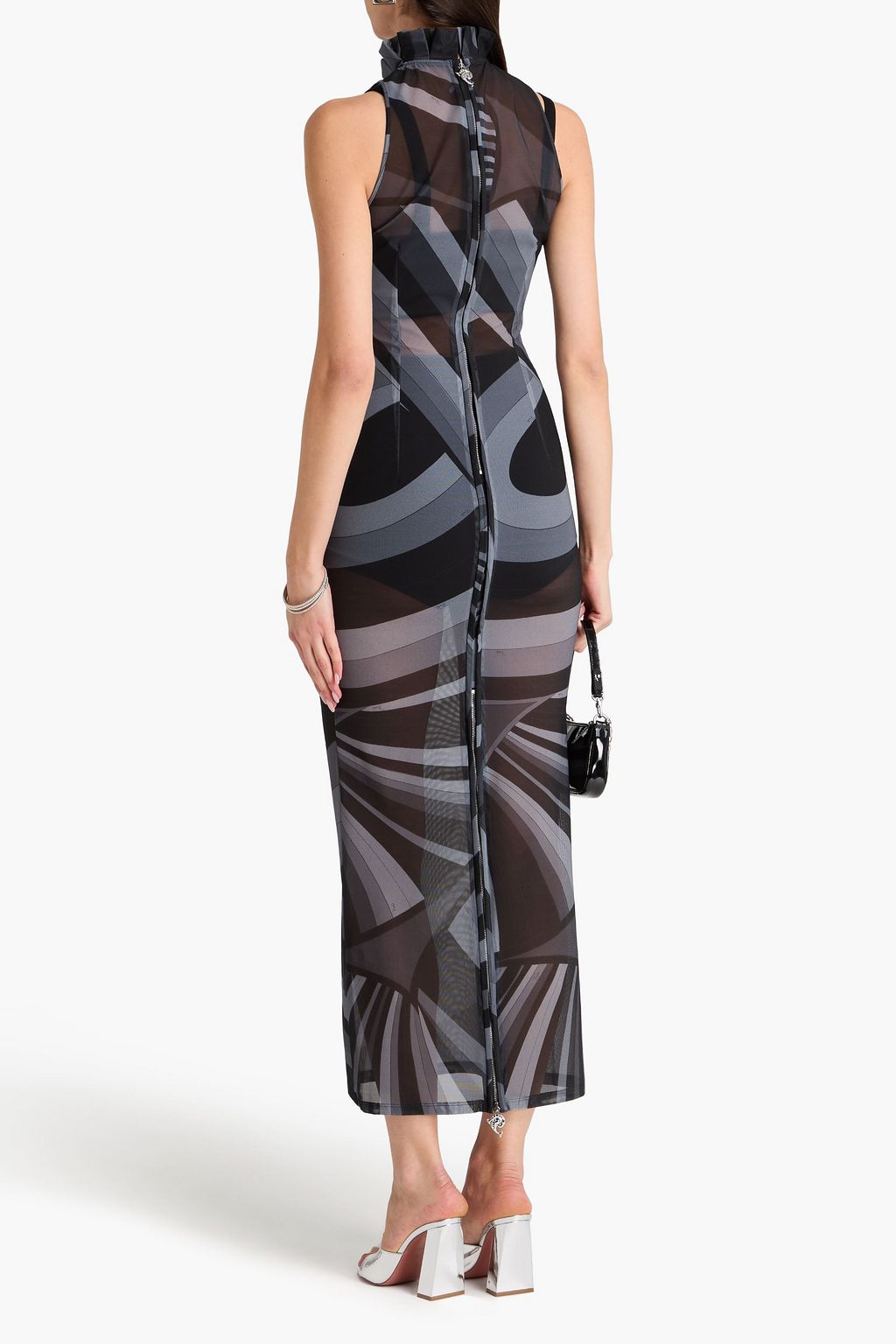 PUCCI Printed stretch-mesh maxi dress