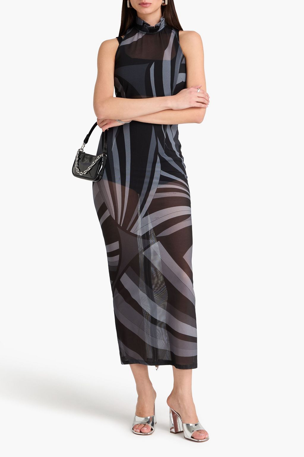 PUCCI Printed stretch-mesh maxi dress