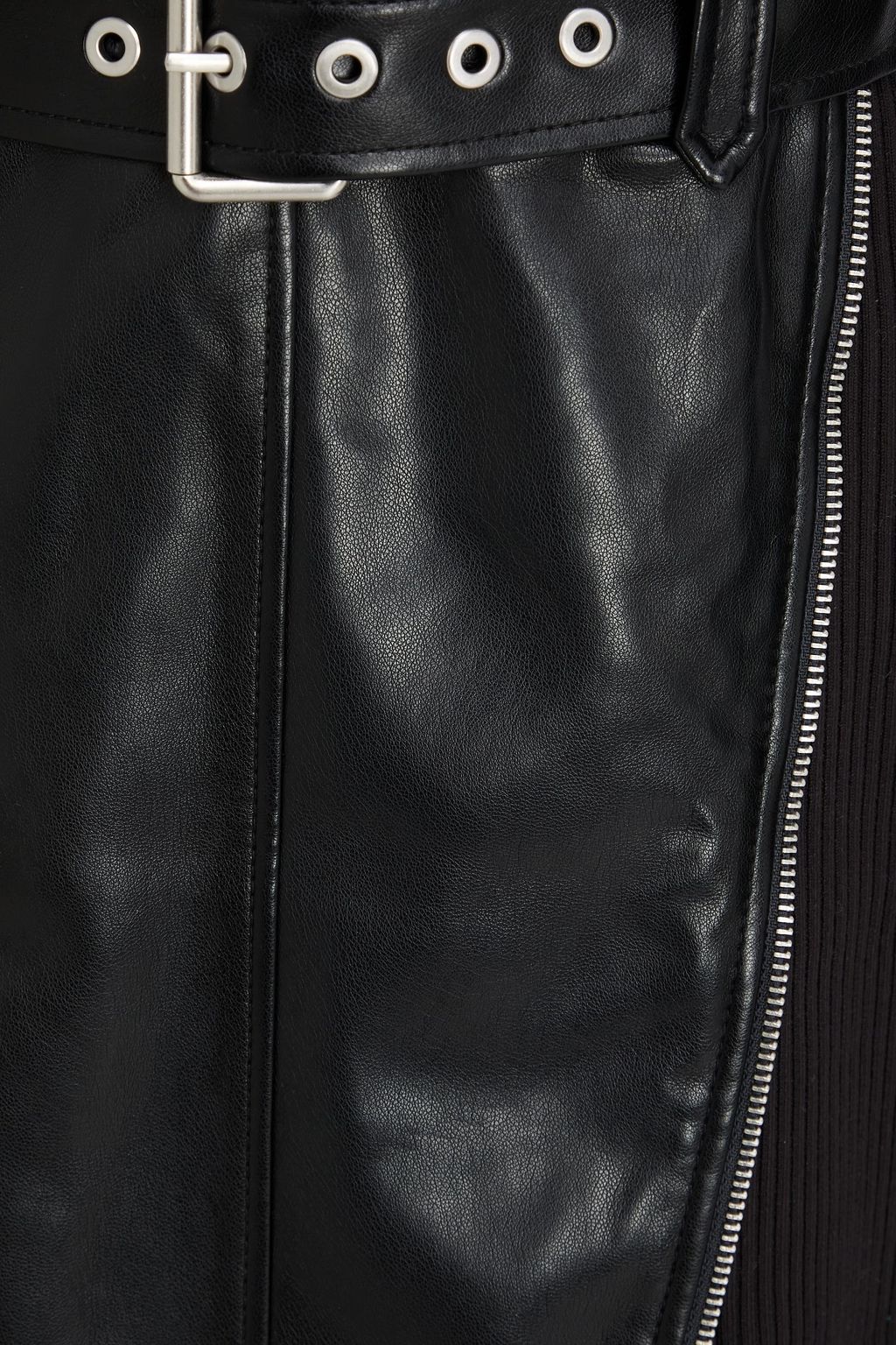 SIMKHAI Anisa belted ribbed knit-paneled mini dress