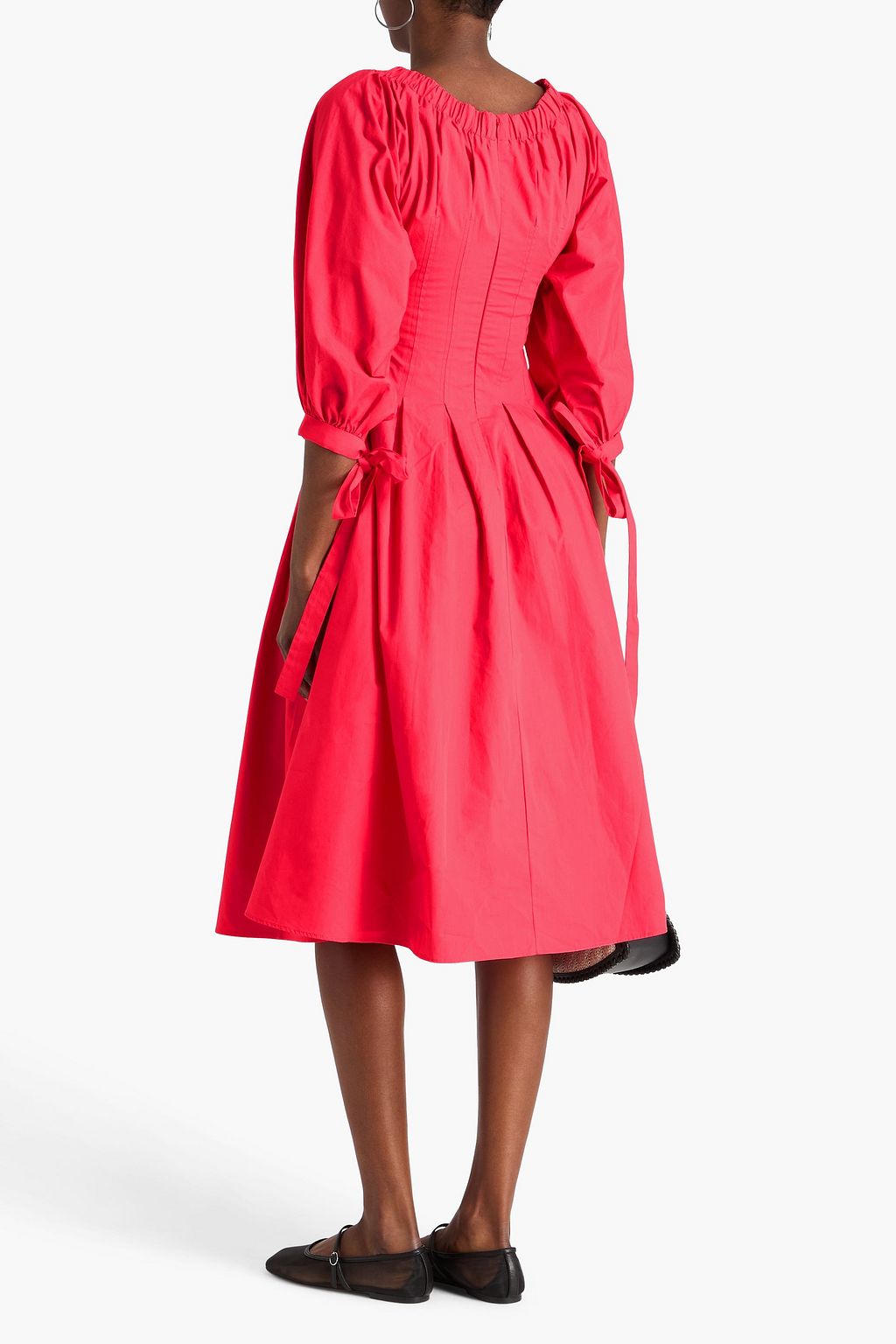 REJINA PYO Pleated cotton-poplin midi dress