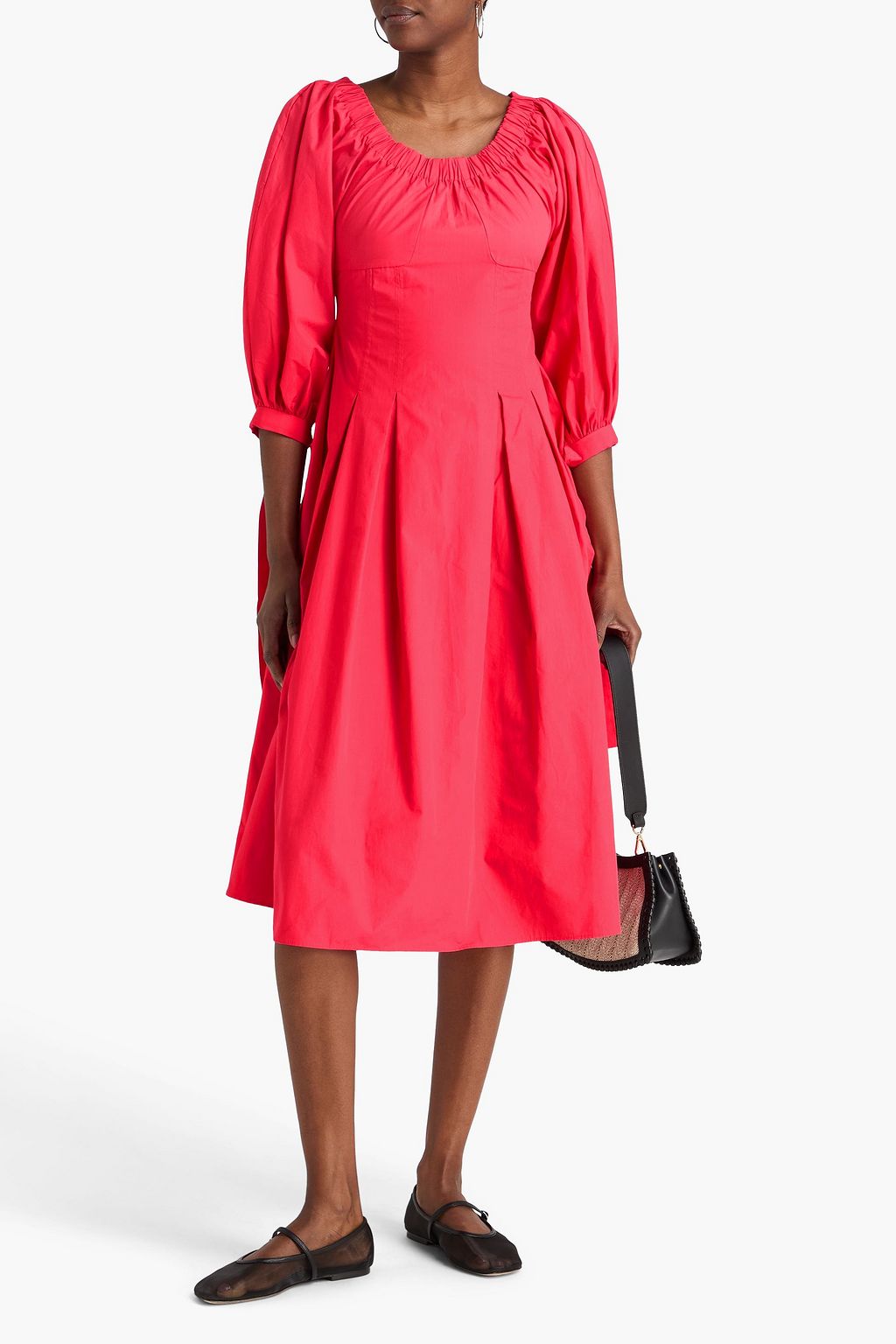 REJINA PYO Pleated cotton-poplin midi dress