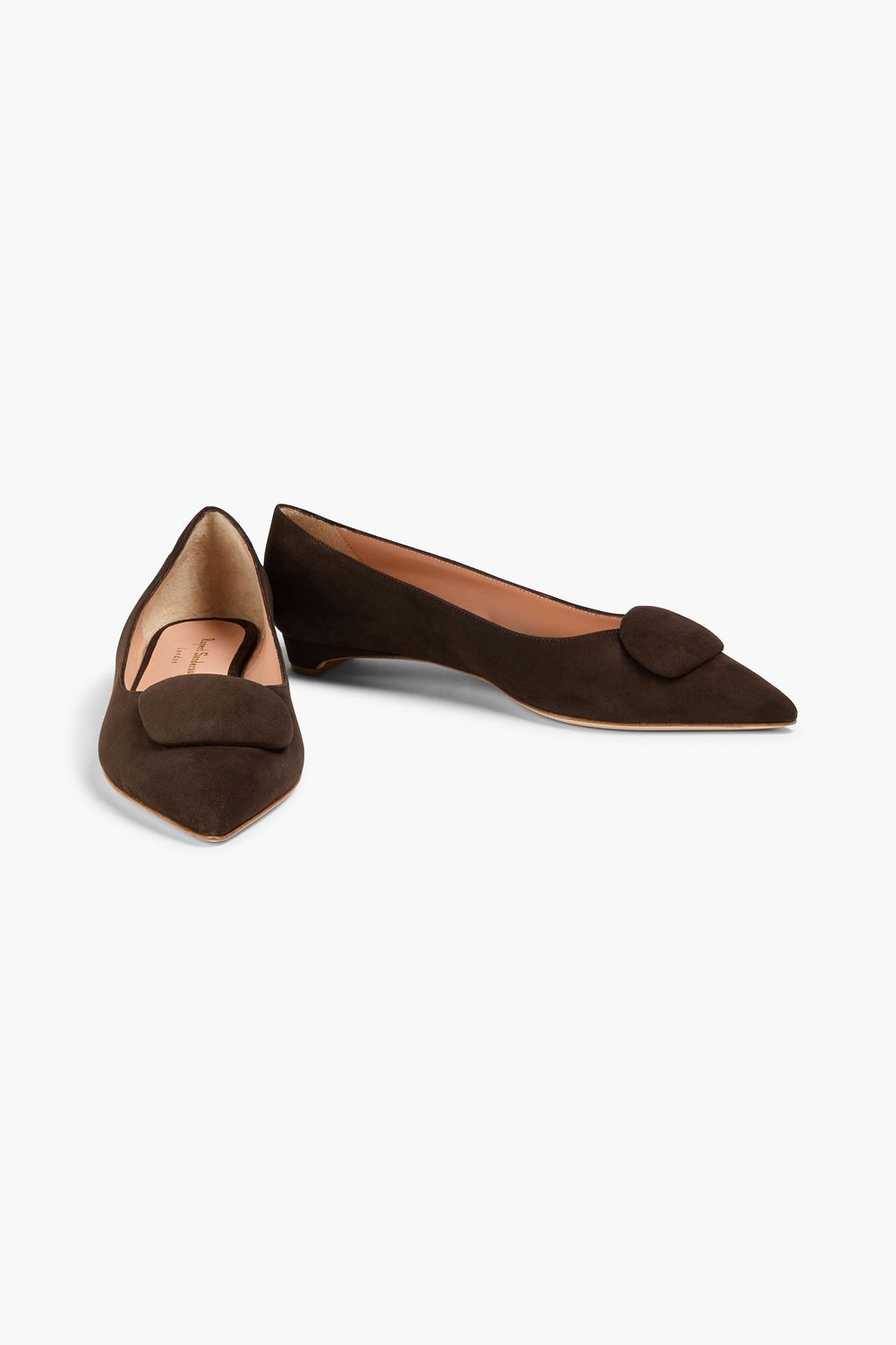 RUPERT SANDERSON Bedfa embellished suede point-toe flats