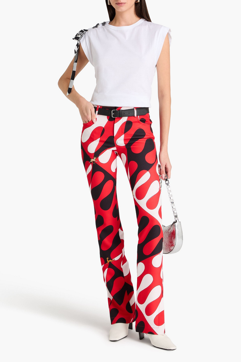  Pucci - Printed Crepe Bootcut Pants - Red - It 38 