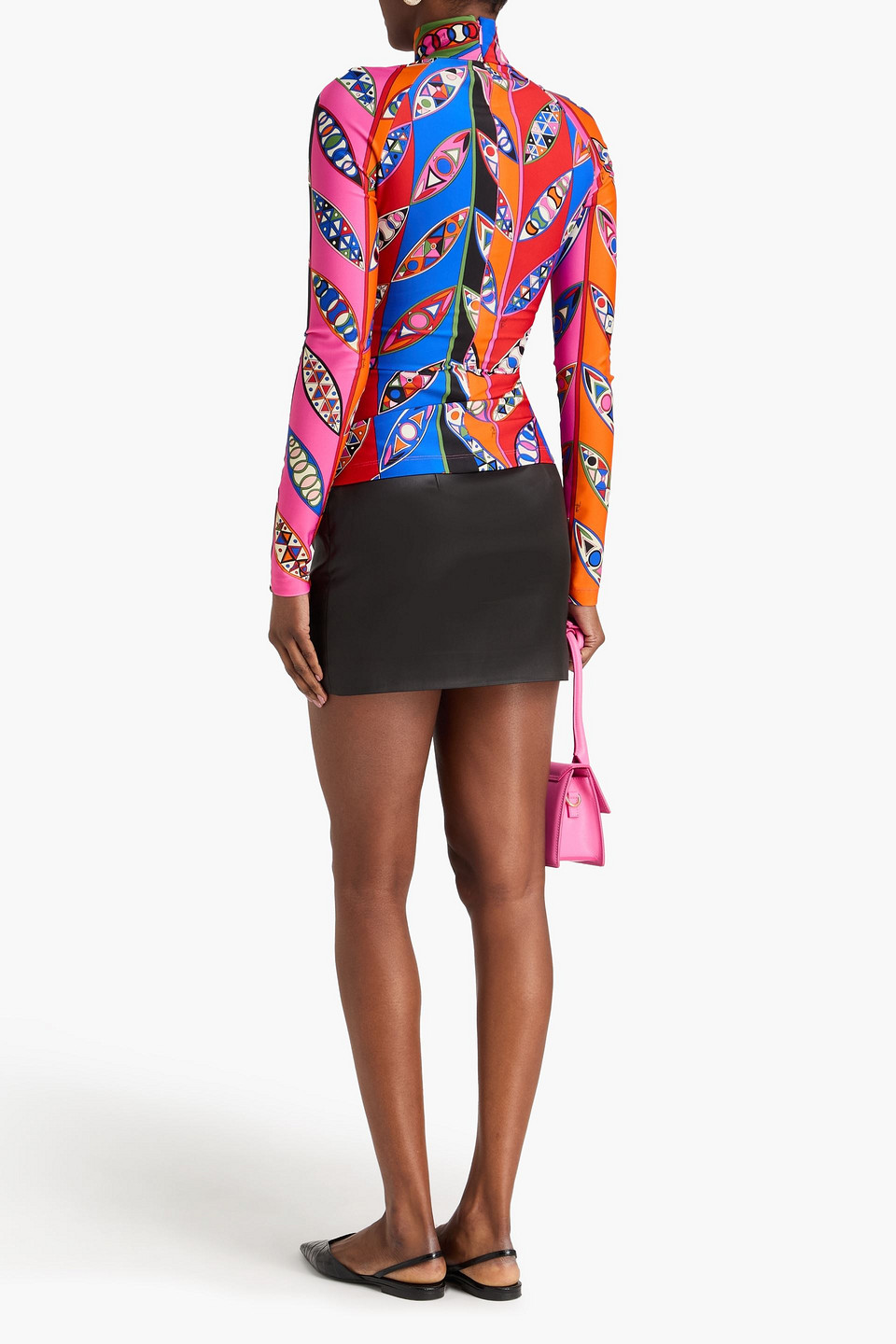  Pucci - Printed Stretch-jersey Turtleneck Top - Red - Xs 