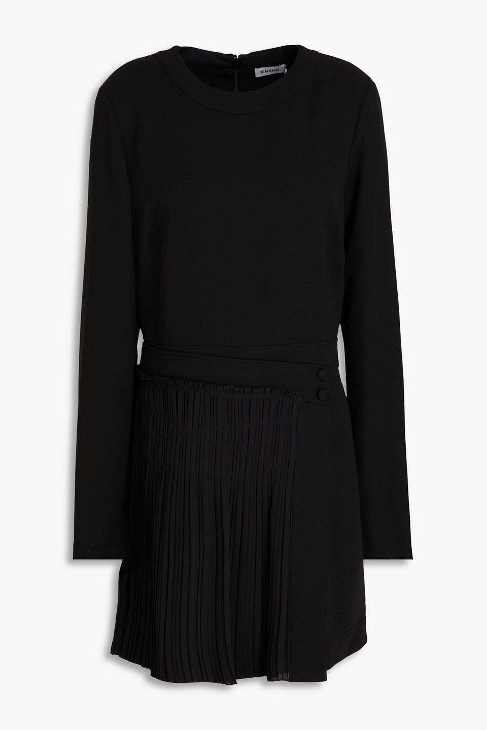 Simkhai Zabelle Pleated Crepe And Georgette Mini Dress In Black