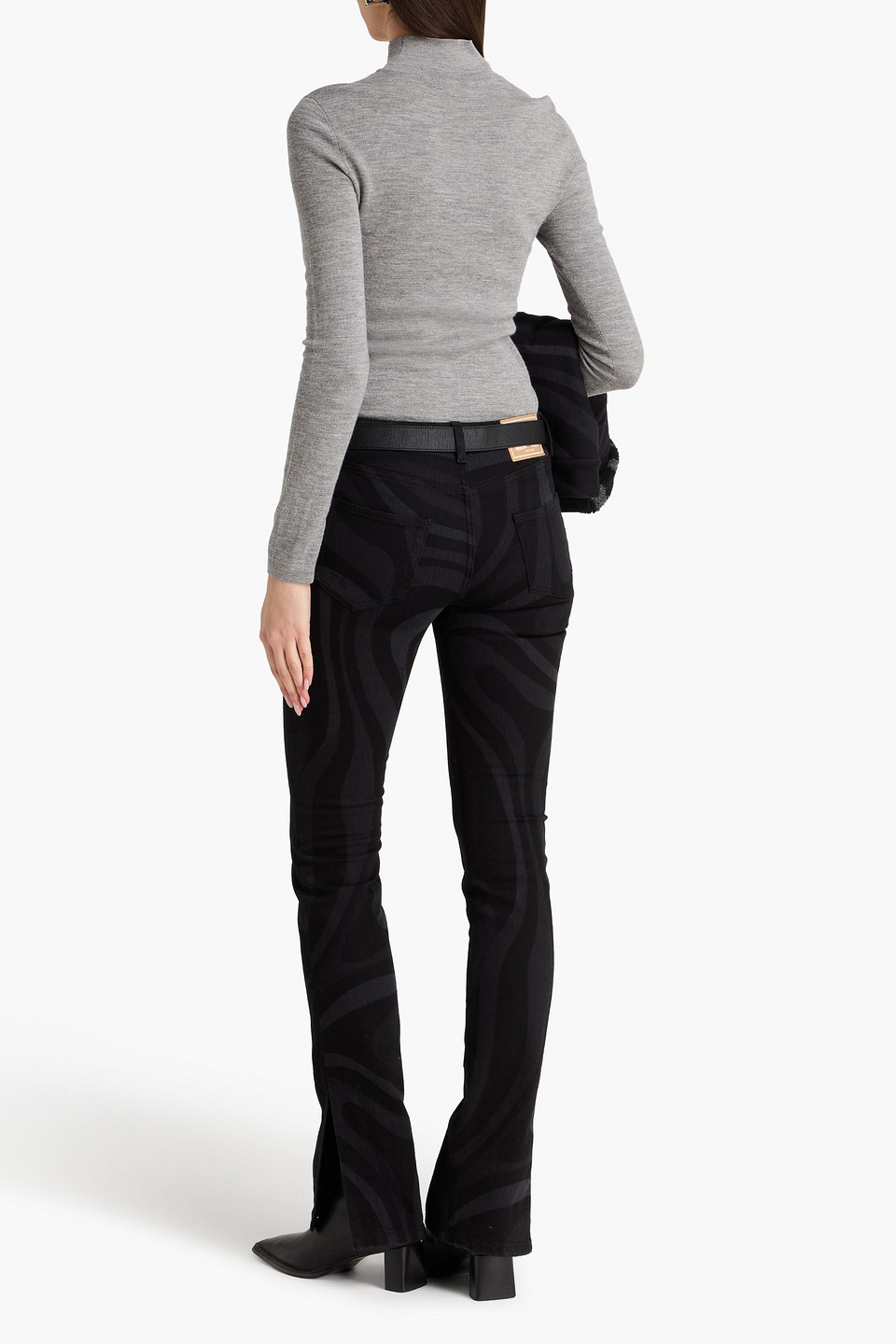 Pucci Printed High-rise Bootcut Jeans In Black