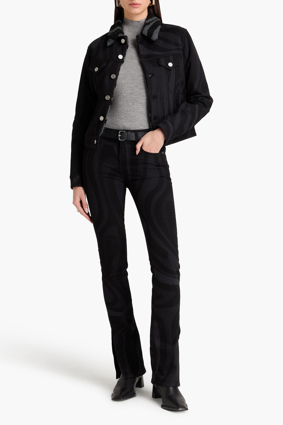 Pucci Printed High-rise Bootcut Jeans In Black