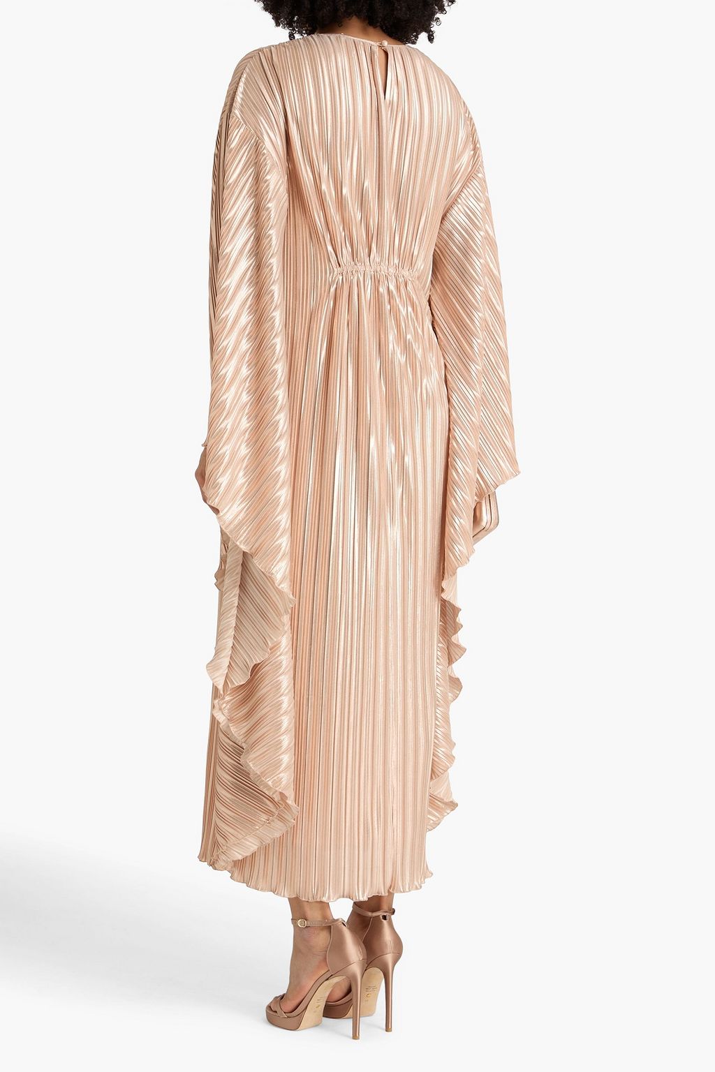 SIMKHAI 케이프 스타일 플리츠 라메 카프탄