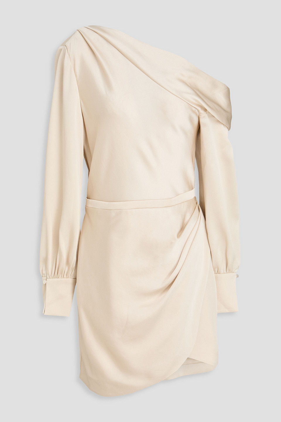 simkhai - cameron one-shoulder draped satin-crepe mini dress - white - us 0