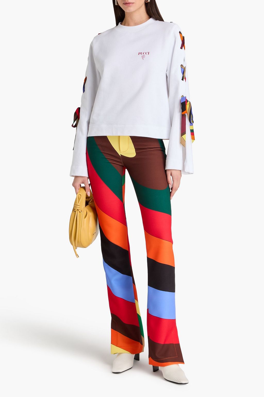 PUCCI Sweatshirt aus Baumwollfrottee mit Print und Schnürung