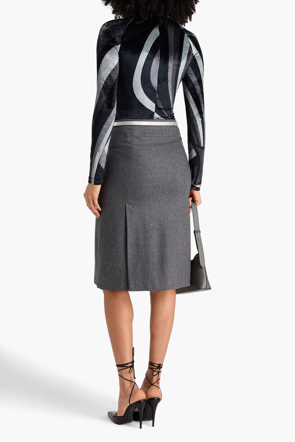 PUCCI Printed stretch-velvet turtleneck top