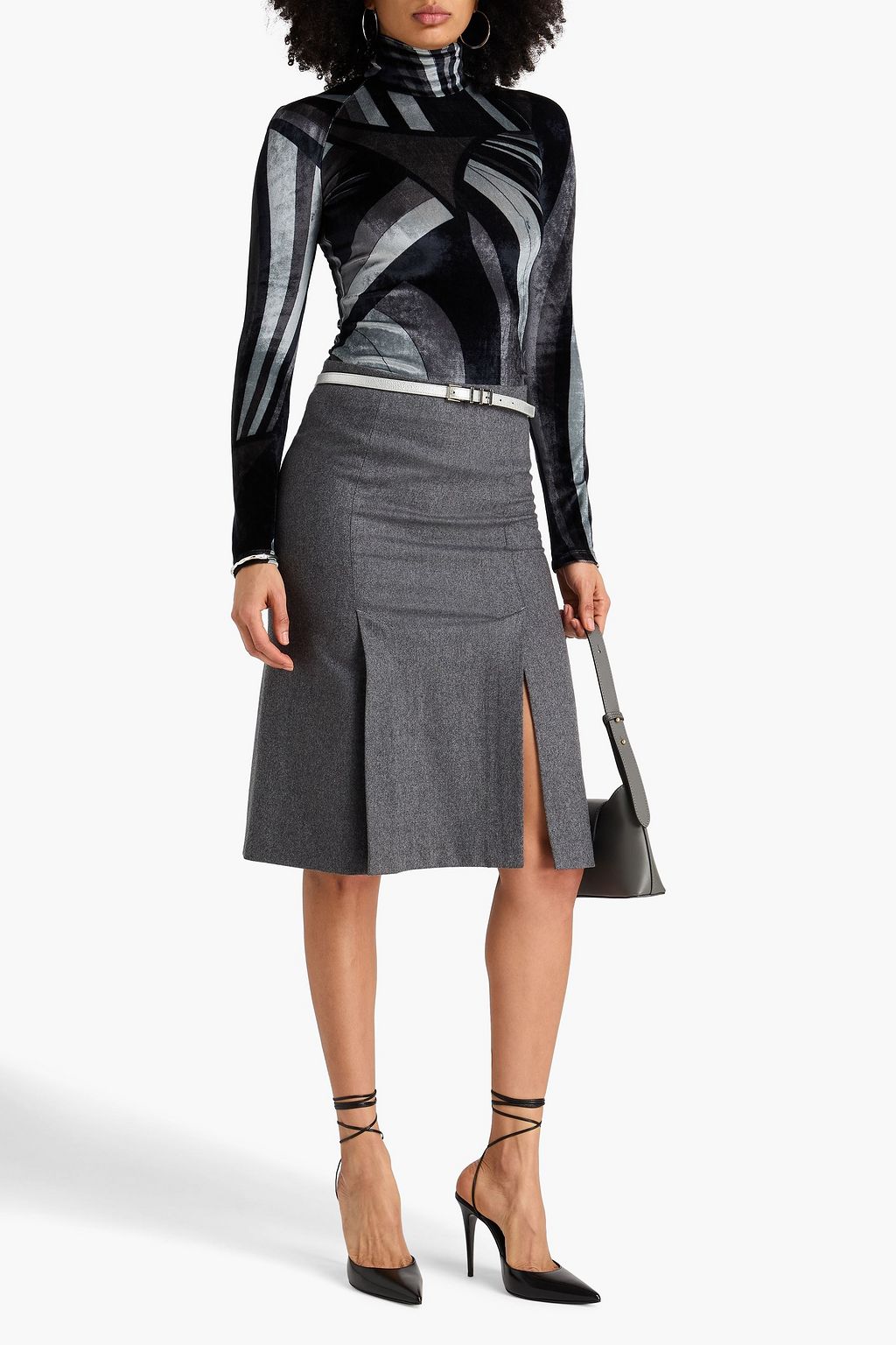 PUCCI Printed stretch-velvet turtleneck top