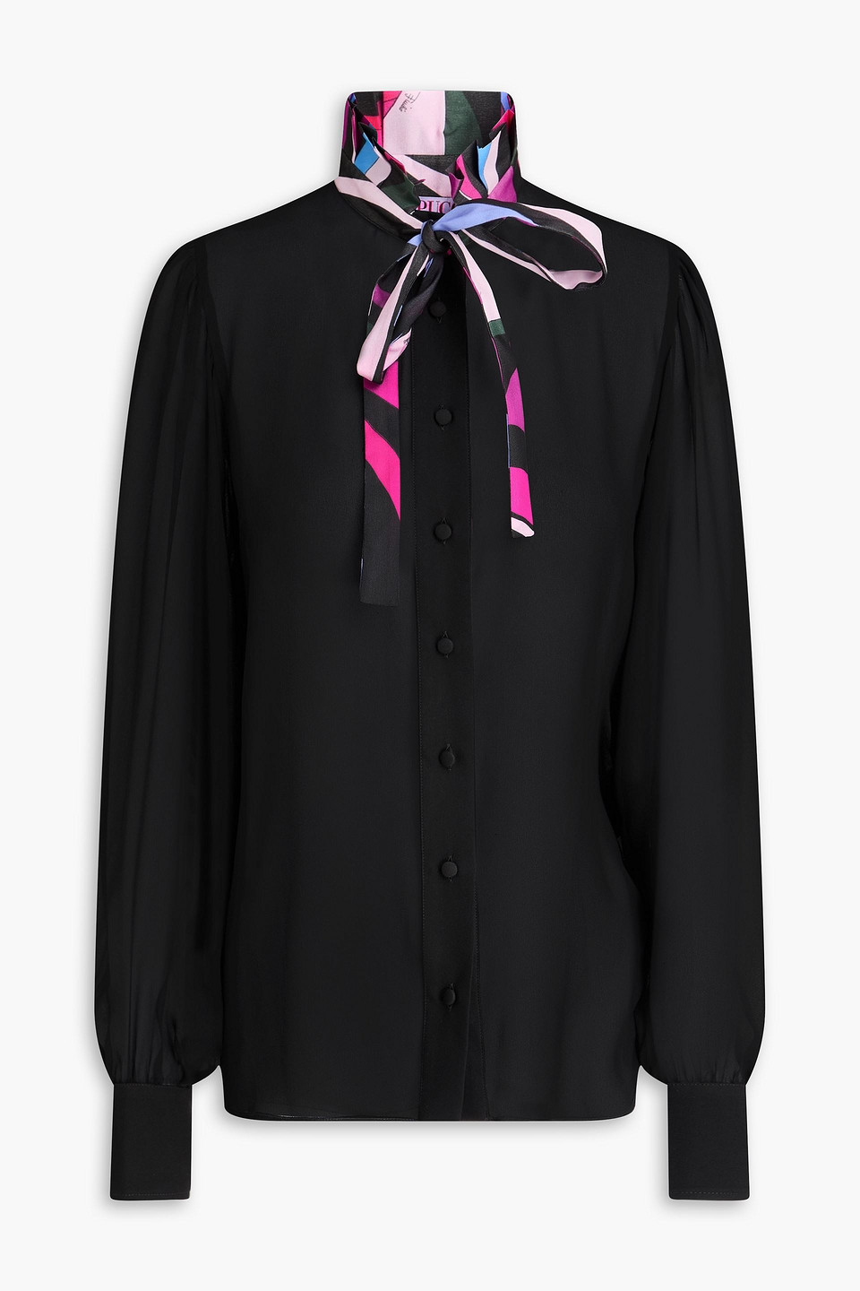 Pucci Pussy-bow Silk-georgette Blouse In Black