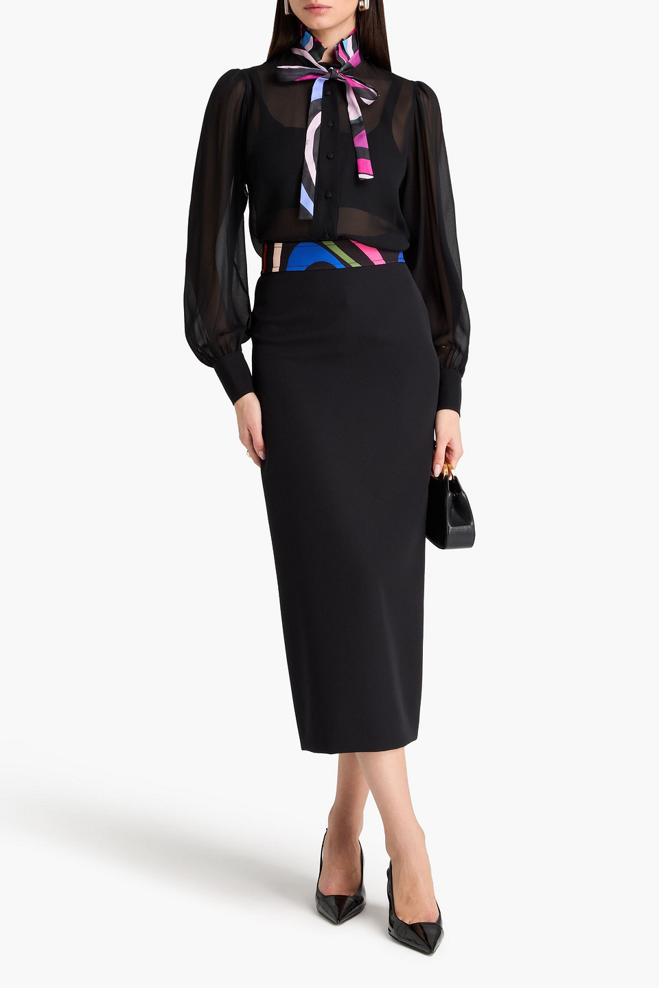  Pucci - Schluppenbluse Aus Seiden-georgette - Schwarz - It 38 