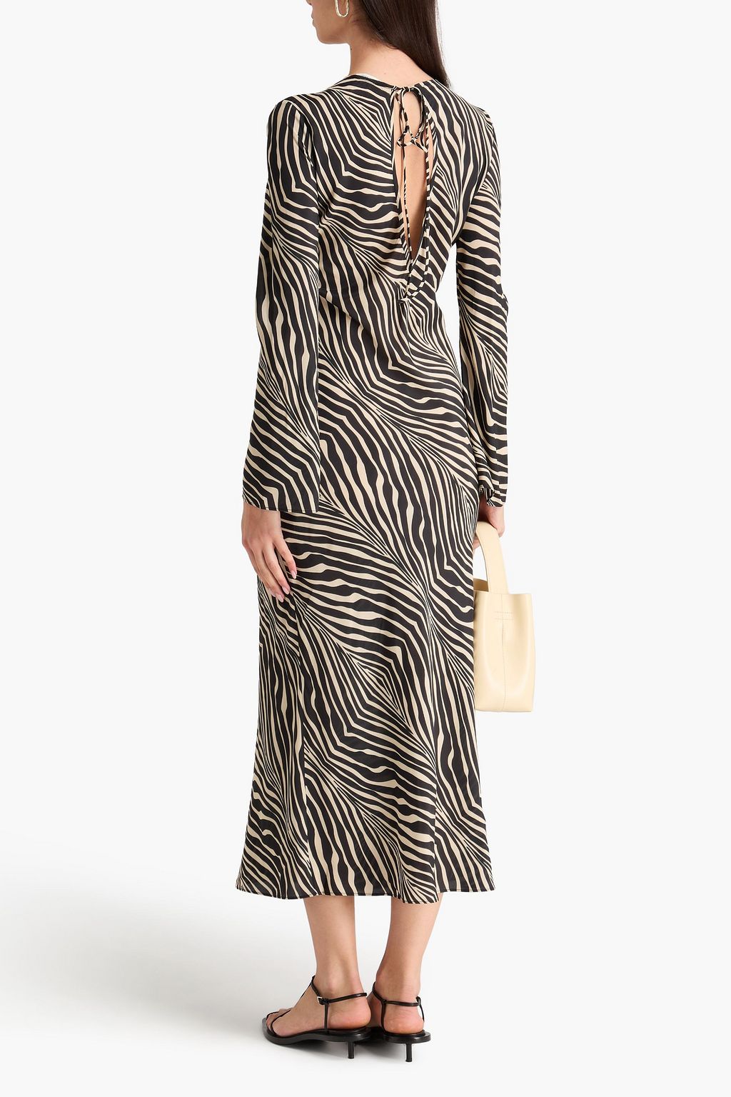 BY MALENE BIRGER فستان متوسط الطول "باريسي" من الساتان مزين بطبعة جلد الحمار الوحشي