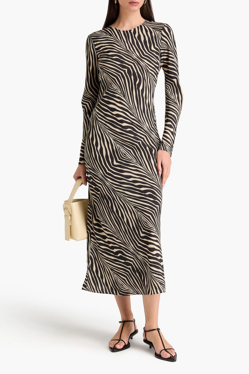 BY MALENE BIRGER فستان متوسط الطول "باريسي" من الساتان مزين بطبعة جلد الحمار الوحشي