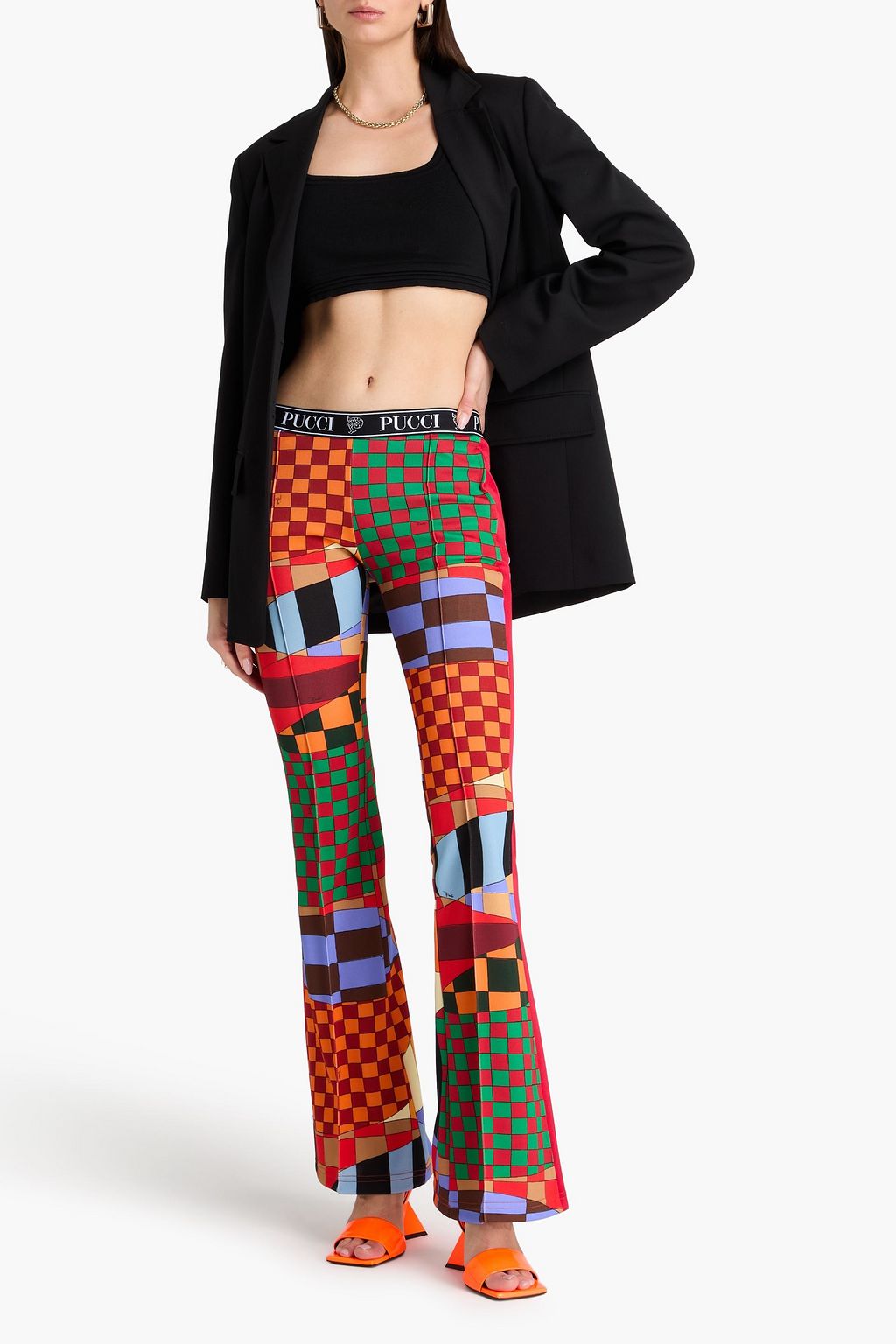 PUCCI Printed piqué flared pants