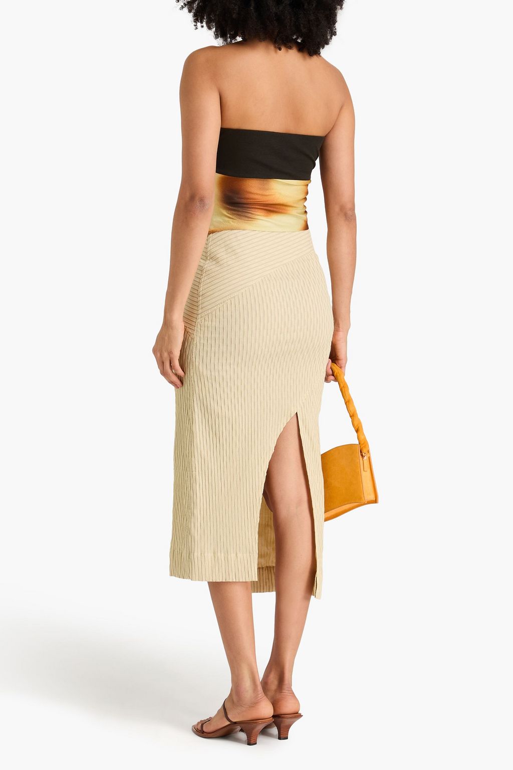 REJINA PYO Striped cotton-blend jacquard midi skirt