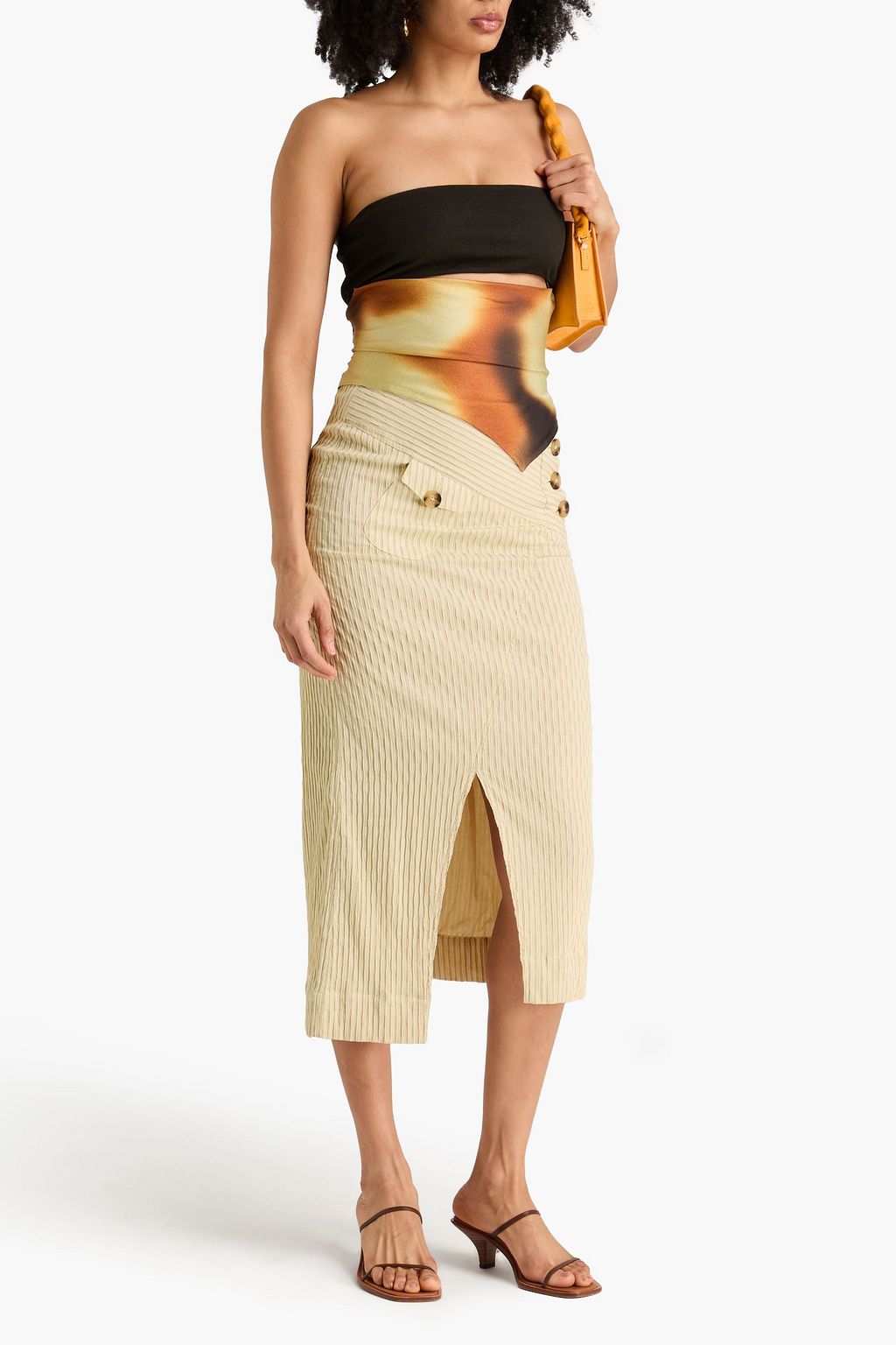 REJINA PYO Striped cotton-blend jacquard midi skirt