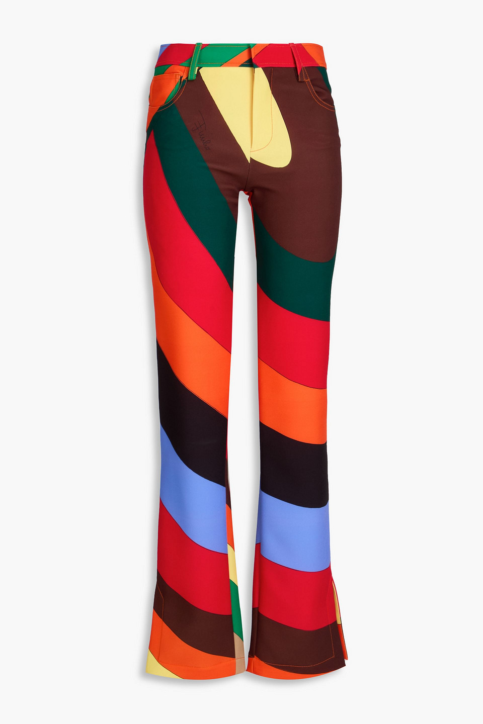 Pucci Printed Crepe Bootcut Trousers In Multi