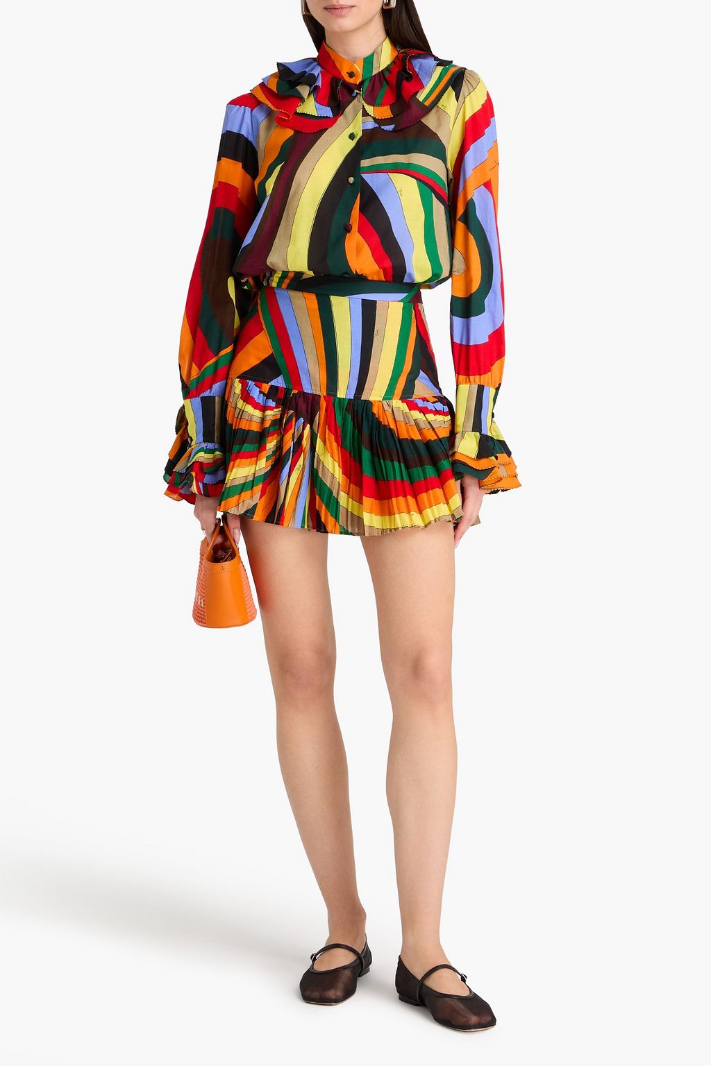 PUCCI Pleated printed cotton mini skirt